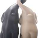 Modern Loving Couple Elephant Statue Set in Beige & Grey - 6 Inch Decorative Figurines for Living Room, Dining Table, Shelves & Entryway - Wedding, Women's Home Decor Sculptures (Gray)