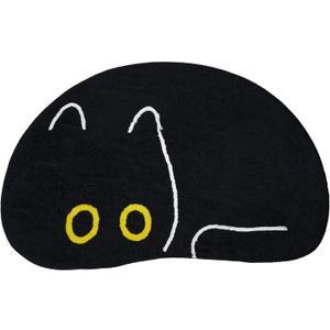 Halloween Black Cat Bath Mats for Bathroom 20x30 Inch Non Slip Washable Black Cat Bathroom Rugs Plush Soft Absorbent Halloween Home Decor Rug (1'8" x 2'6" (Oval))