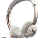 Bluetooth Headset with Microphone, Wireless Headphones with Noise Cancelling Mic, 26hrs talktime, On Ear Headphones with Mic Mute for Mac/Laptop/Zoom/Teams/Call Center/Office/Home Gold