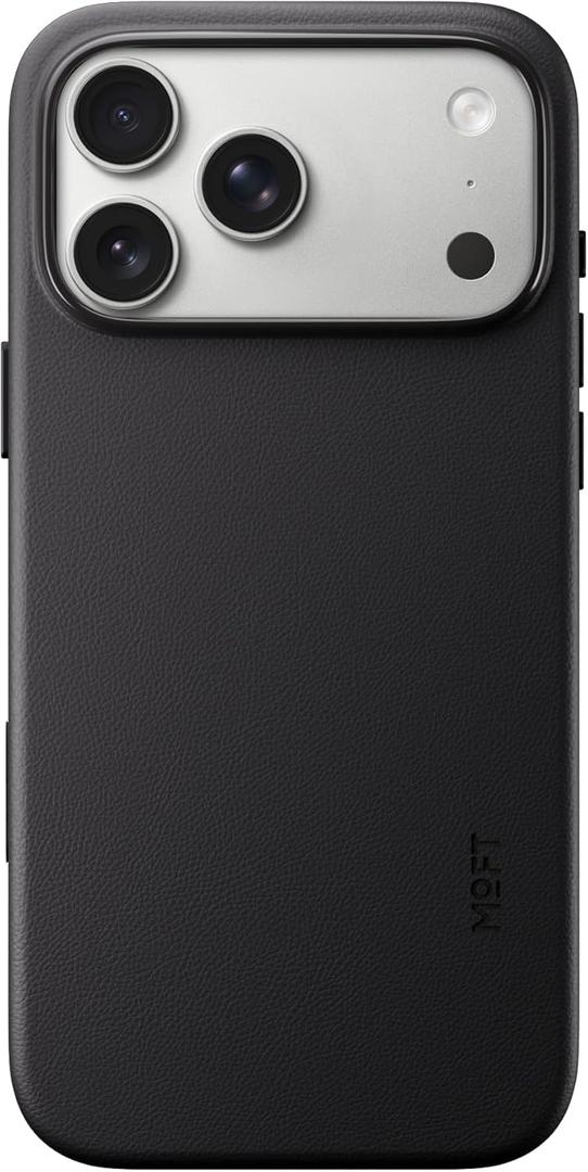 MOFT for iPhone 17 Pro Max Case- MOVAS Snap Case, MagSafe Compatible, Soft-Touch Vegan Leather, Classic Minimalist Design, Lightweight, Stain-Resistant & Camera Protection, Jet Black