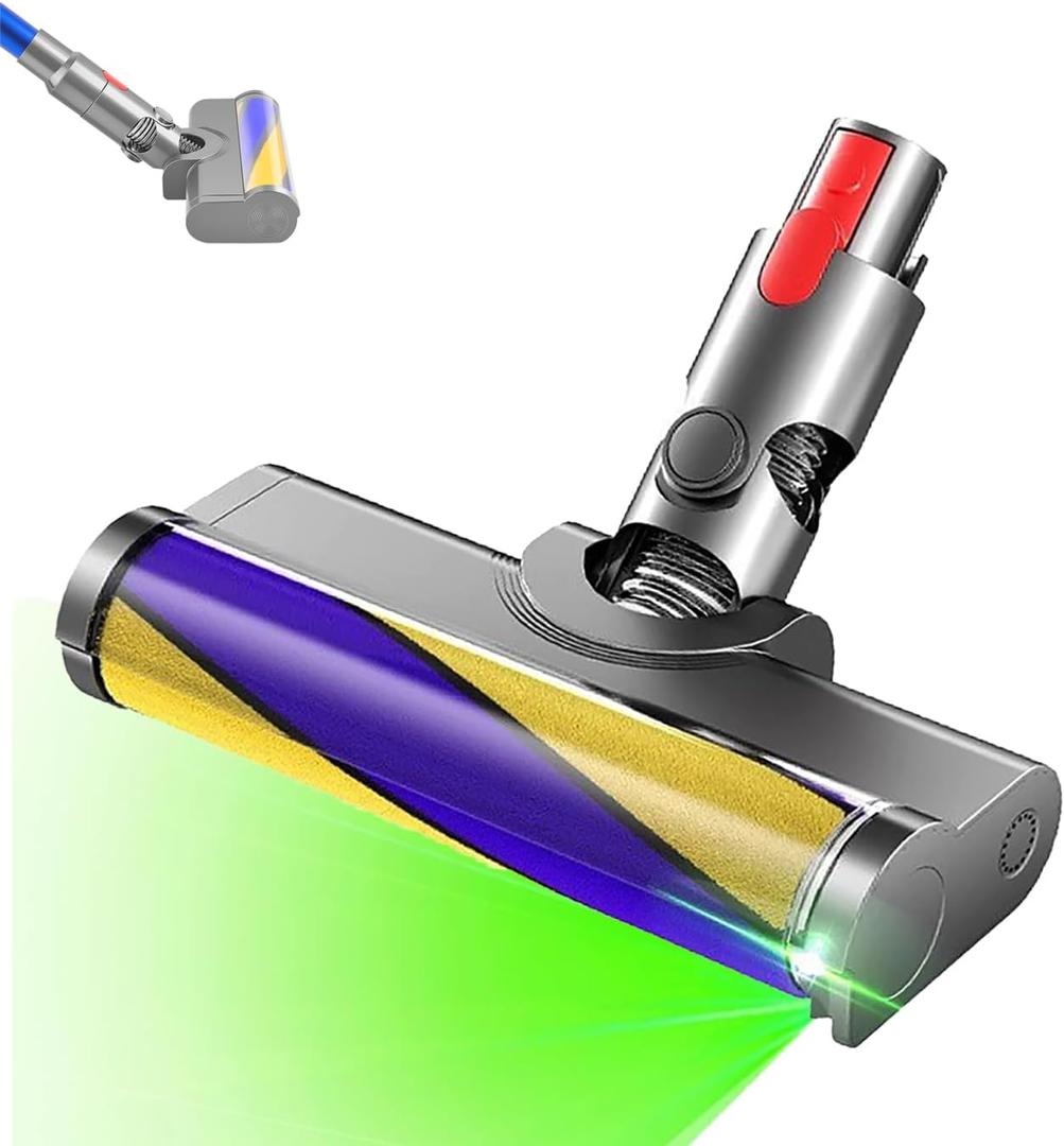 Updated Dust Detect Vacuum Attachments for Dyson V15 V11 V10 V8 V7 Cleaner, Hardwood Floor Head Soft Roller Brush Replacement Accessories Part with Optical Green LightEnhanced Power, Speed, Lifespan