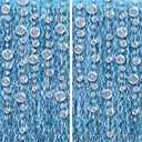 KatchOn, Wavy Blue Foil Fringe Curtain with Bubble Garland - Pack of 8 | Blue Streamers for Beach Party Decorations, Under The Sea Party Decorations | Fringe Backdrop for Pool Party Decoration