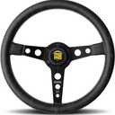 MOMO Motorsport Prototipo Heritage Steering Wheel Black Leather Grip Brushed Black Anodized Spoke White Stitch 350mm