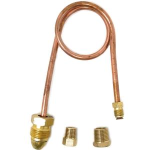Propane Copper Pigtail Regulator, 20 inch Auto Changeover Tubing with Brass POL x  inverted Male Flare, includes 1/4" NPT and 3/8" NPT Adapters, for RVs, Grills, and gas applications.