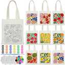 Aliceset 16 Pcs Mini Color Your Own Bag Canvas Tote Bag for Painting 7.9'' x 8.6'' Doodle DIY Craft Gift Reusable Cotton Bulk