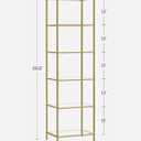VASAGLE Bookcase, 6-Tier Bookshelf, Slim Shelving Unit for Bedroom, Bathroom, Home Office, Tempered Glass, Steel Frame, Metallic Gold ULGT500A01