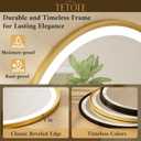 TETOTE Gold Round Led Mirror with Lights 24 Inch Metal Framed Round Circle Lighted Bathroom Vanity Mirror Wall Mounted, Front and Backlit 3 Color Stepless Dimmable Anti Fog, Shatterproof, CRI 90+