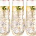 SUT 36 PCS Stemless Champagne Flutes 9 Oz - Shatterproof Plastic Toasting Glasses with Rose Gold Rim, Elegant Disposable Cups for Weddings, Parties, Mimosas & Cocktails