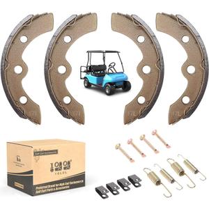 10L0L Golf Cart Brake Shoes/Pads Brake Spring Kit for Club Car DS & Precedent 1995 Up, Tempo 2018 Up, EZGO TXT Medalist 1986.5-1995, Yamaha G1 G2 G8 G9, OEM 101823201, 101816301 (2 Short & 2 Long)