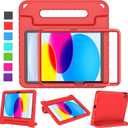 LTROP Kids Case for New iPad 11th Generation (A16) 2025/ 10th Generation (10.9-inch, 2022) with Screen Protector, Durable Shockproof Handle Stand Kids Cover for iPad 11th/ 10th Gen, Red