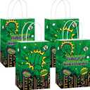 12Pcs Green Hero Party Supplies Super Theme Party Favor Bags with Handles Cartoon Green Hero Treat Candy Goodie Bags Comic City Cityscape Gift Bag for Boys Girls Baby Shower Birthday Decorations