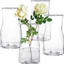 Elsjoy Set of 4 Small Glass Vases, 7" Clear Glass Flower Vase Modern Table Centerpiece for Flower Bouquets, Home Decor, Wedding, Housewarming Gift