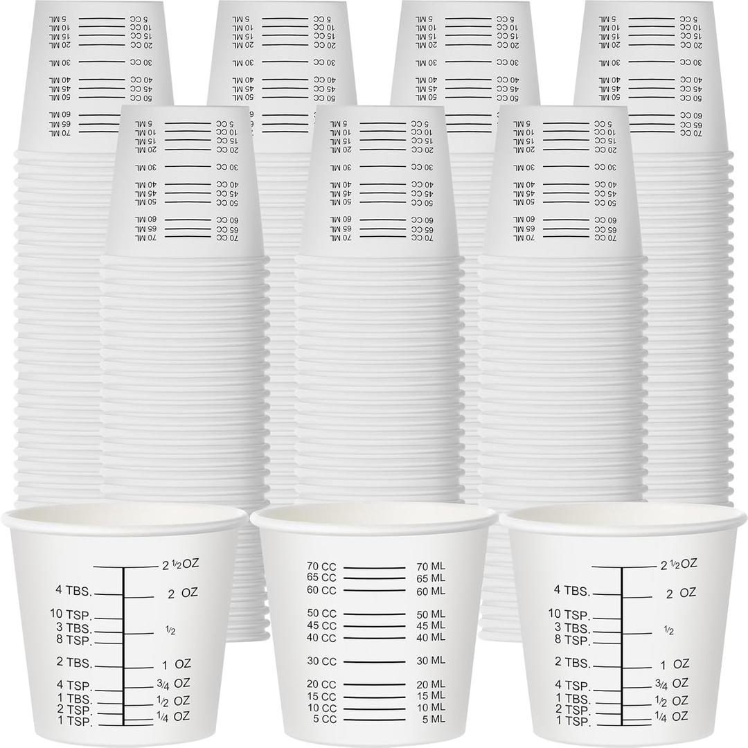 Sliner 100 Pcs 3 oz Graduated Paper Cups Disposable Wax Coated Medicine Cups Disposable Measuring with Clear Measurements for Measuring Resin, Mixing Paint, Resin, Stain, Epoxy