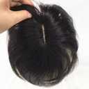 Anemone Real Human Hair Bangs Light Thin Clip in Hair Extensions for Women and Men 6 inches Middle Part Straight Hairpieces Topper (Black)