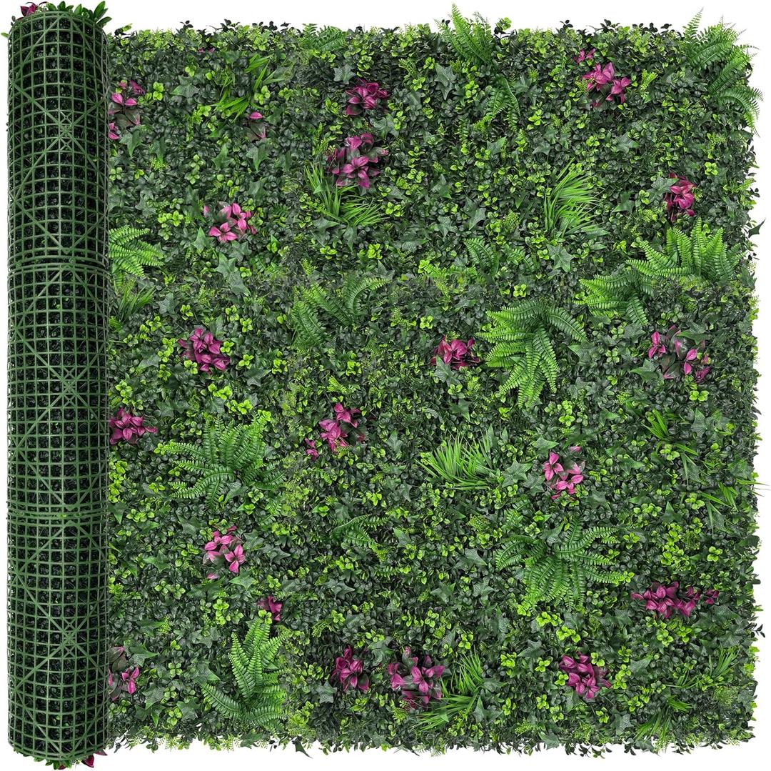 Greenery Grass Wall Boxwood Plant Panel: 60"x120"50SQFT with UV Resistant Green Leaves Faux for Interior Wall, Greenery Backdrop,Garden and Indoor Outdoor Wall&Fence Covering Privacy