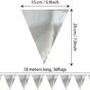 64ft Silver Triangle Pennant Banner Flag Metallic Paper Bunting Garland for Hanging Backdrop Birthday Party Decorations Graduation Bachelorette Bridal Wedding Baby Shower New Year Party Supplies