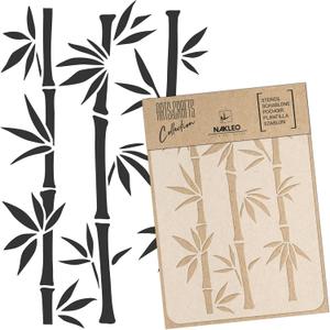 NAKLEO Painting Stencil for Crafts A3 11.8 x 16.5, Bamboo Shoots Tropical Oriental Pattern, Reusable Plastic DIY & Scrapbooking Drawing Template, Decoupage Art Home Decor, Wall Wood Fabric Furniture