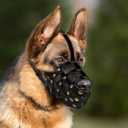 OOPSDOGGY Leather Dog Muzzle for German Shepherd, Leather Breathable Secure Basket Muzzle, Prevents Biting No Chewing Adjustable (Black, Large)