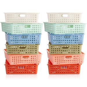 Ferrochef 12 Pack Turn in Trays for Classroom, Stackable Plastic Paper Baskets with Handles, Letter Size A4 Teacher Desk Organizer Bins for Classroom Organization (Boho Colors)