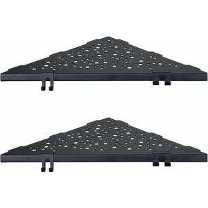 WELLUP Corner Shower Shelf with 4 Hooks,10 Inch 304 Stainless Steel Recessed Bathroom Shelves,No-Drilling Installation for Tiled Wall,Matte Black, 2-Pack