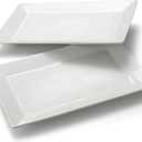 18" x 12" Large Serving Platters Set of 2, Porcelain Heavy-Duty Large Serving Trays, White Rectangular Plates for Turkey, Food, Fruit, Party, Wedding, Christmas, Chip and Scratch Resistant
