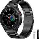 GOLDTOLUCK Compatible with Samsung Galaxy Watch 7 6 5 4 FE Band Pro Classic 43mm 47mm 45mm 40mm 44mm 42mm 46mm No Gap Classy Elegant Casual Men Women Metal Business Stainless Steel (Black)