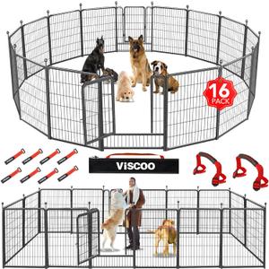 VISCOO Dog Playpen Outdoor, 16 Panels 40" High Metal Dog Fence with Gate, Pet Fence for Large/Small Dogs, Portable Dog Fence for RV Camping, Yard