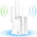 WiFi Extender Signal Booster with 1200Mbps Dual Band (Covers Up to 12880 Sq.ft for 105+ Devices), WiFi Booster with 4 Antennas 360 Coverage, WiFi Repeater with 1 - Tap Setup & Ethernet Port