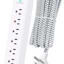 Surge Protector Power Strip 10 ft with 4 USB Ports 2 USB-C 6 AC Outlets, Flat Plug Extension Cord, USB Charging Station, Wall Mountable for Home, Office, Dorm Essentials, 1080J, ETL Listed (White)