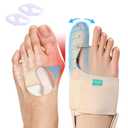 Welnove Bunion Corrector Women & Men Big Toe: 1 Pair Bunion Splint - Adjustable Bunion Correction - Toe Straightener with Non-slip Strap, Day Night Support (Beige) - With 2 Gel Separators