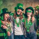 Fovths 100 Pieces St Patrick's Day Beads Necklaces Bulk 18 Kinds of Pendants Green Shamrock Coins Hat St Patricks Beads Necklace for Parade St Patrick's Day Decoration Party Supplies
