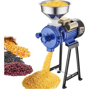 VEVOR Electric Grain Mill Grinder, 3000W Spice Grinders, Commercial Corn Mill with Funnel, Thickness Adjustable Powder Machine, Heavy Duty Feed Flour Cereal Mill Wheat Grinders, Dry Grinder