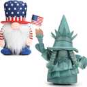 4th of July Patriotic Gnome Decorations, 2PCS Handmade Swedish Tomte Gnomes Plush Statue of Liberty Doll Table Ornaments for 250th Anniversary Independence Day Memorial Day Armed Forces Day
