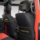 OASIS AUTO Custom Fit Seat Covers Compatible with Jeep Wrangler JL Unlimited (2018-2026) 4-Door, Waterproof Faux Leather, Fits Rubicon Sahara Sport (Black&Red)