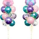 2 Set Mermaid Balloon Stand Kit for Floor with Lights, 53Inch in Height, 30Pcs Latex Confetti Balloons Column Holder Tower Centerpieces for Mermaid Sea Beach Theme Birthday Party Decorations (Blue)