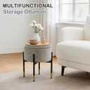 CAROLMADE Round Ottoman with Storage, Velvet Makeup Vanity Stool, Small Ottoman Foot Stool with Coffee Table and Metal Legs for Living Room, Bedroom and Dorm, Coffee, 13.8"D x 13.8"W x 17.8"H