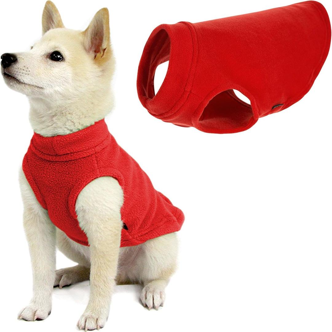 Gooby Stretch Fleece Vest Dog Sweater - Red, Medium - Warm Pullover Super Stretchy Fleece Dog Jacket, M