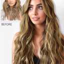 2 x ALXNAN Clip in Hair Extension6PCS Mixed Brown & Blonde Long Wavy Hair Extension 24 Inch Thick Soft Synthetic Hair Double Weft Hairpieces for Women