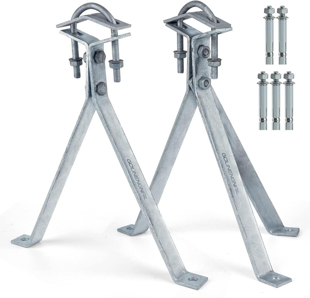 14 Inch Heavy-Duty Antenna Wall Mount,Windproof Stand Off Wall Mast Mount Clamps,1 Pair with Expansion Bolts (1 Pair Mount ( 3-Leg + 2-Leg), 14 Inch)