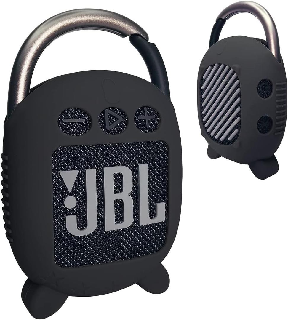 JCHPINE Silicone Cover Case for JBL Clip 4 Portable Bluetooth Speaker, Protective Carrying Case for JBL Clip 4 Portable Bluetooth Speaker Accessories (Black)