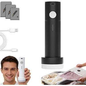 Cordless Travel Vacuum Storage Compression Bag Set,6 Pack & 9pack, 3 Sizes, USB Rechargeable Handheld Pump with Built-In Battery Reusable, Airless Vacuum Seal Bag for Clothes, Bedding (Black,6)