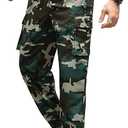 WDIRARA Men's Camo Print Drawstring High Waist Cargo Pants Streetwear Joggers with Pockets, Medium