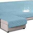 VANSOFY Upgraded Sectional Couch Covers 100% Waterproof L Shaped Sofa Slipcover Reversible Chaise Lounge Cover for Sectional Sofa Furniture Protector Cover for Pets Dog Cat(Large, Azuree)