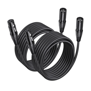 2 Pack 25ft Premium XLR Cable (Male to Female), Oxygen-Free Copper (OFC) Microphone Cord, Compatible with Recording Mixer, Amplifier, Speaker, Pro Audio Equipment for Stage/Studio Use, Black