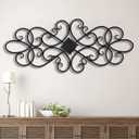 Sintosin Black Wrought Iron Wall Decor 32" x 13", Hanging Flower Scroll Metal Wall Art Decor, Living Room Wall Decor, Vintage House Decorations for Indoor Outdoor Fireplace Bedroom