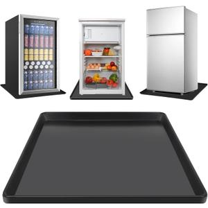 Mini Fridge Mat for Carpet, 24" x 24" x 0.8" Refrigerator Floor Protector, Under Refrigerators Silicone Mat with Raised Edge, Laundry Guards for Washer and Dryer Pan, AC Drip Pan Mat