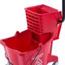 Carlisle FoodService Products 26-Quart Commercial Mop Bucket with Side-Press Wringer, Precision-Molded Polypropylene, Durable Wringer, Bucket with Non-Marking Casters, 18.5 x 16.5 x 23 Inches, Red