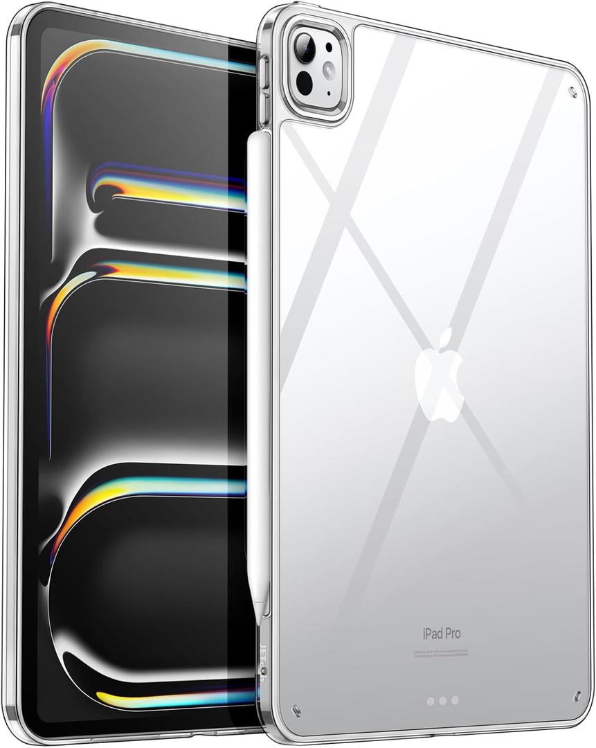 JETech Clear Case for iPad Pro 11-Inch M5/M4 2025/2024 (6th/5th Generation), Anti-Yellowing Transparent Shockproof Slim Tablet Back Cover with Hard PC Back and Soft TPU Bumper