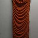 PRETTYGARDEN Summer Off The Shoulder Ruched Bodycon Dresses Sleeveless Sexy Party Club Midi Dress, M