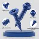 35Pcs 1/4 x 3-1/4 Inch Concrete Screws Anchor with Drill Bit, Blue Flat Head Masonry Brick Stucco Cement Block Screws, Diamond Point